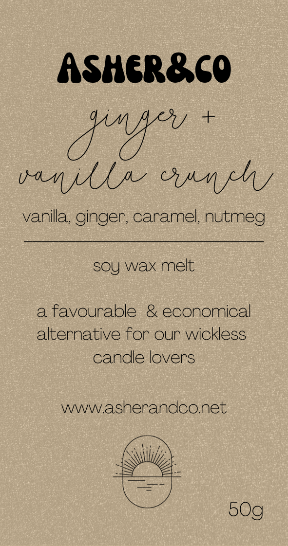 ginger + vanilla crunch wax melt snap bar