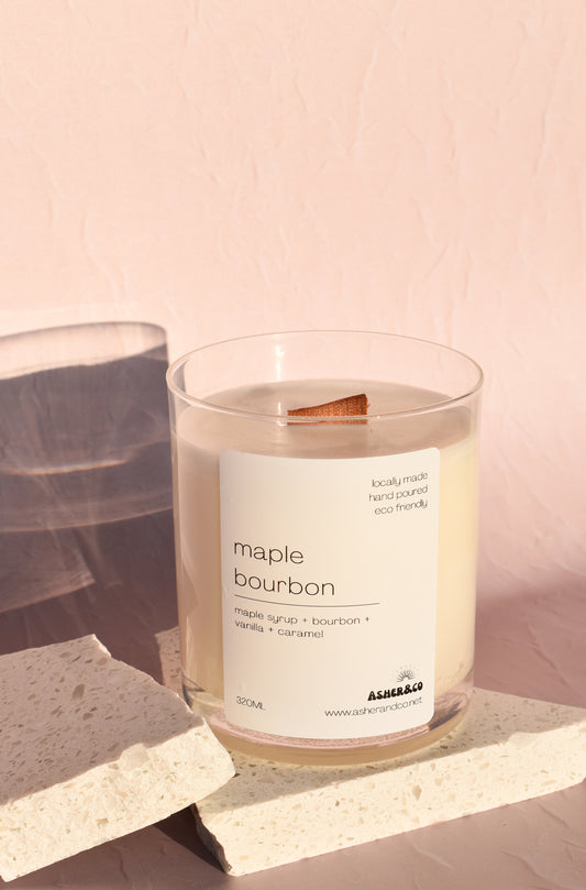 maple bourbon coco + soy wax candle