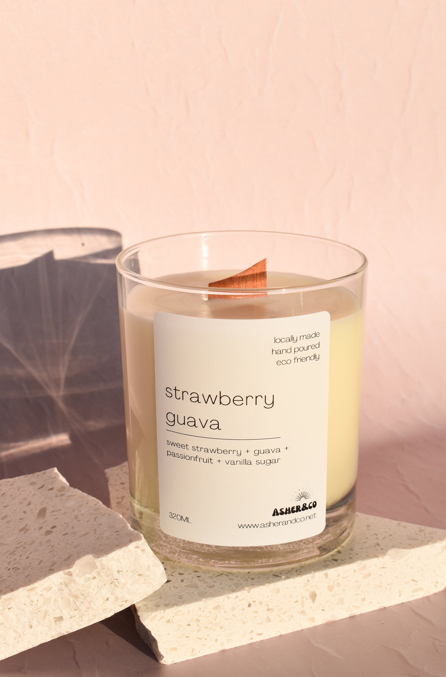 strawberry guava coco + soy wax candle